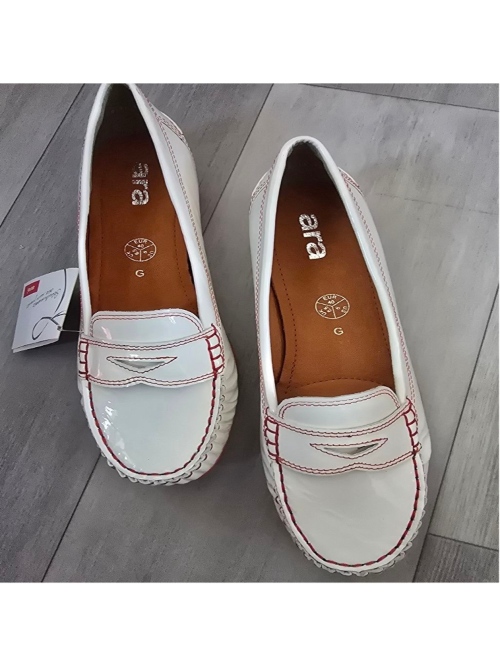 Women's Ara White Orange Patent Leather Loafers US 9 New